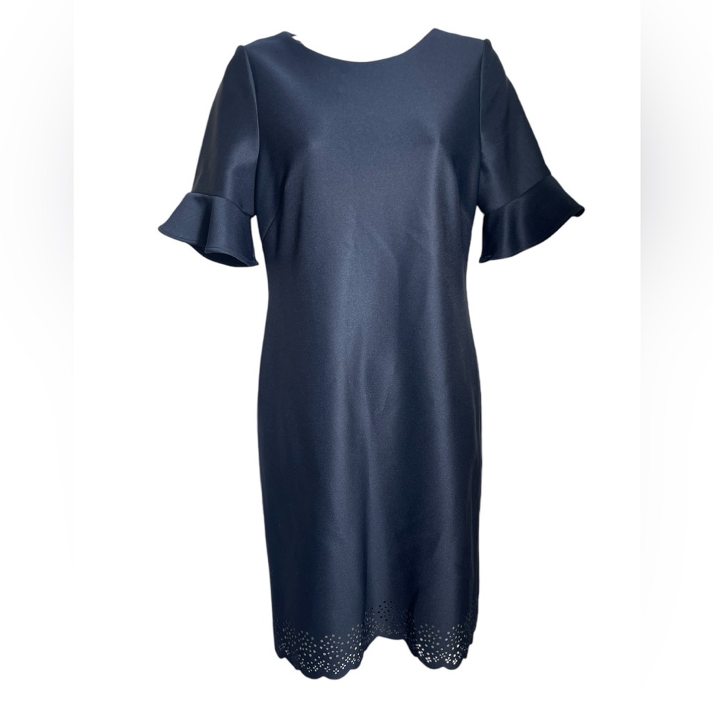 Donna Ricco dress size 8 stunning navy blue dress with scalloped edges 💙